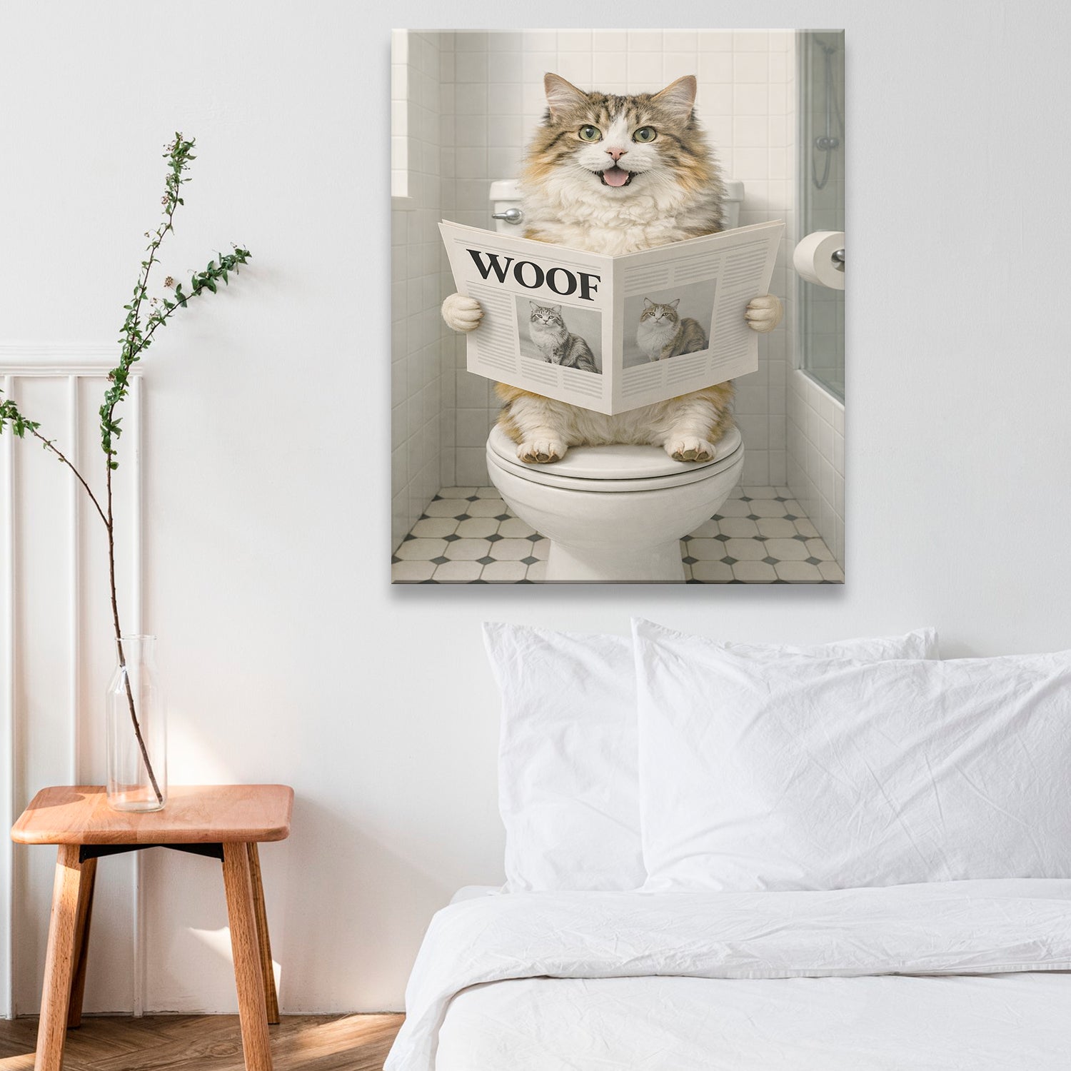 Custom Photo Cat Bathroom Style 6 Canvas Gift For Cat Lovers