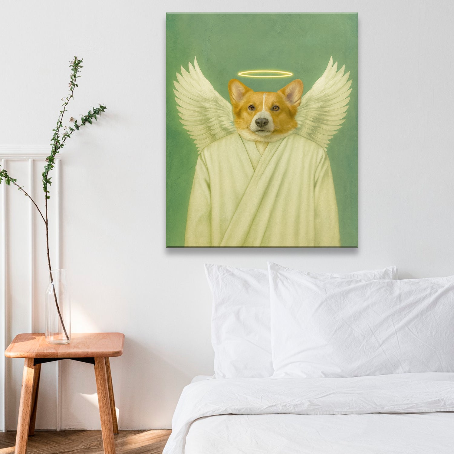 Custom Photo Angel Dog Canvas Memorial Gift For Dog