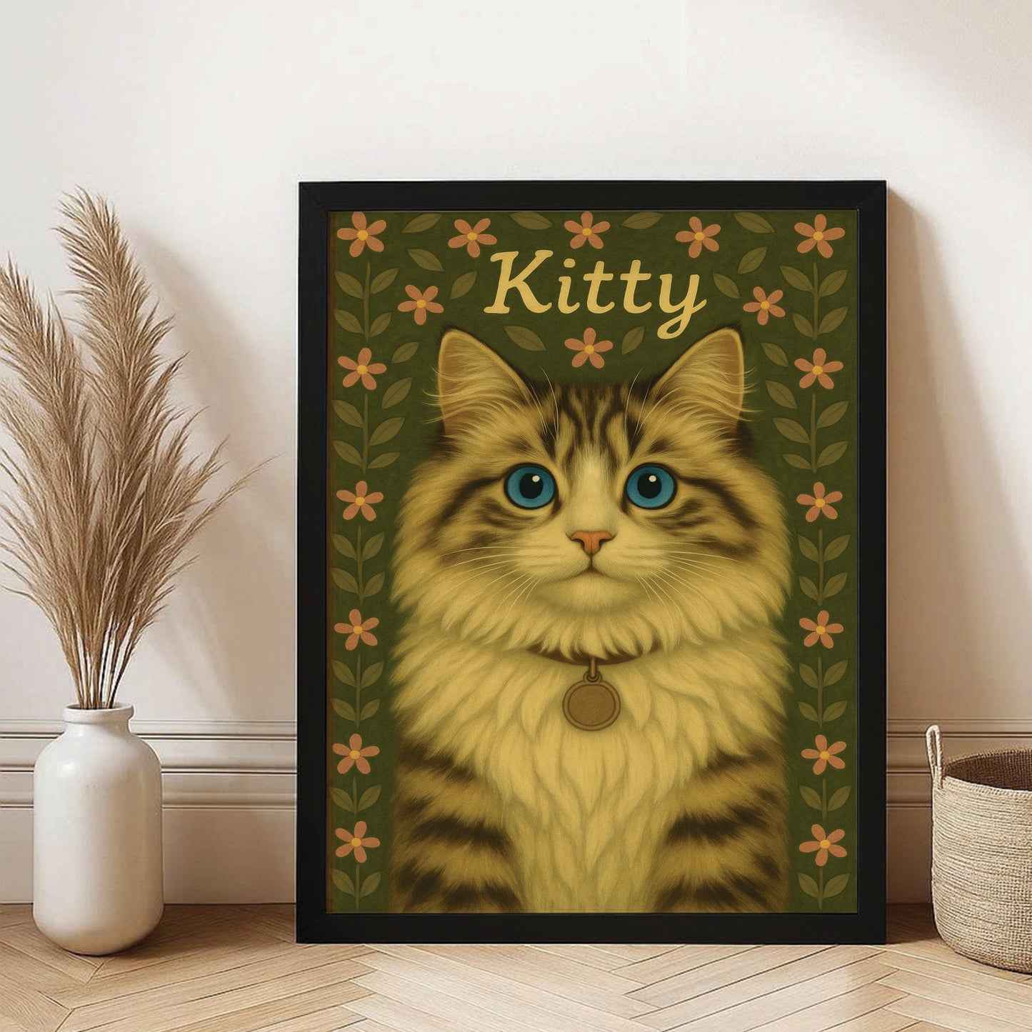 Custom Cat Portraits From Photo From Photo Canvas Framed Wall Art