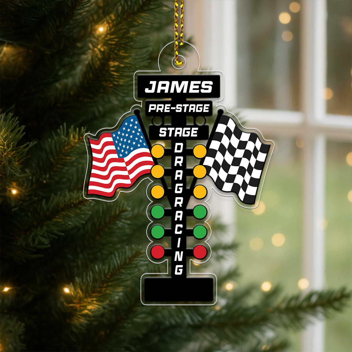 Custom Name Racer Racing Car Acrylic Ornament Christmas Gift