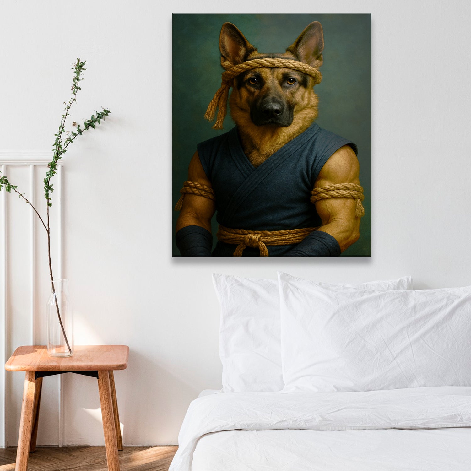 Custom Photo Fighter Warrior Art Dog Canvas Gift For Dog Lovers