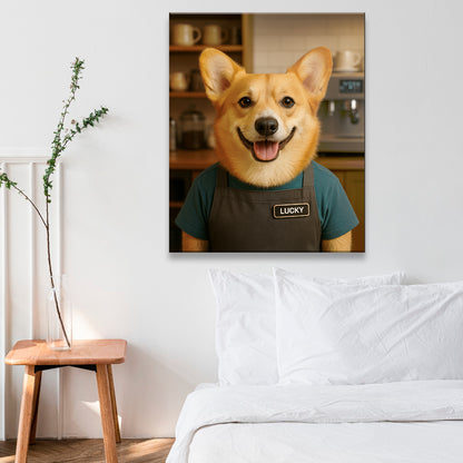 Custom Photo Barista Dog Canvas Gift For Dog Lovers