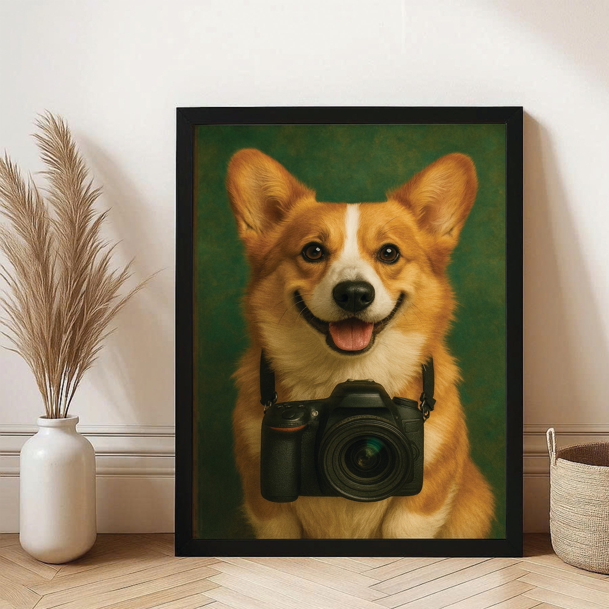 Custom Photo Photographer Dog Canvas Framed Wall Art Gift For Dog Lovers