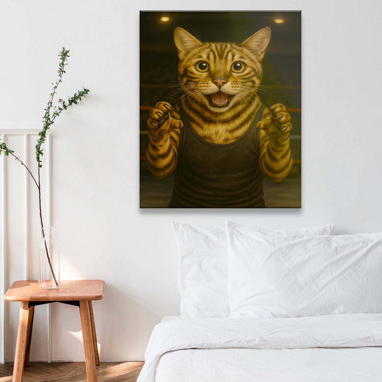 Custom Photo Wrestler Fighter Cat Canvas Gift For Cat Lovers
