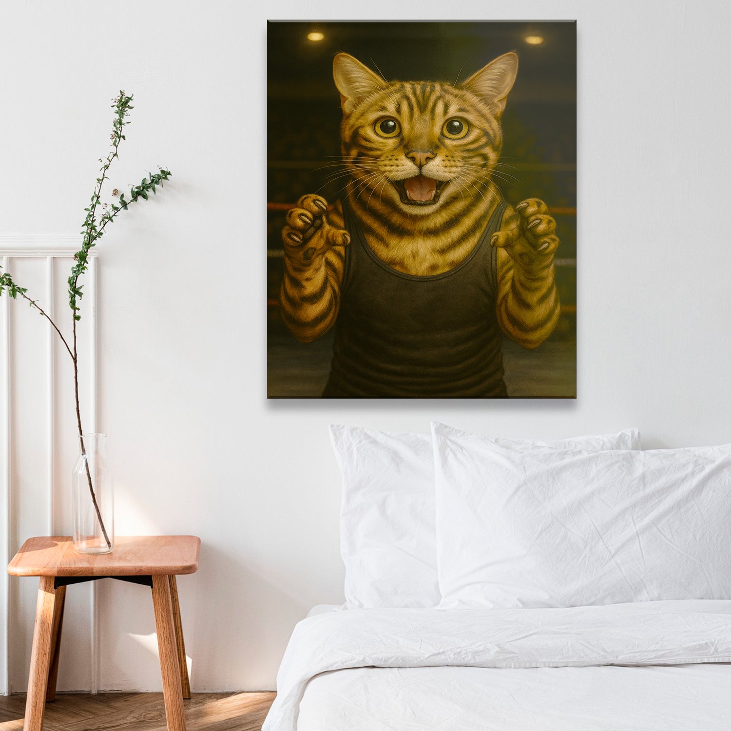 Custom Photo Wrestler Fighter Cat Canvas Gift For Cat Lovers