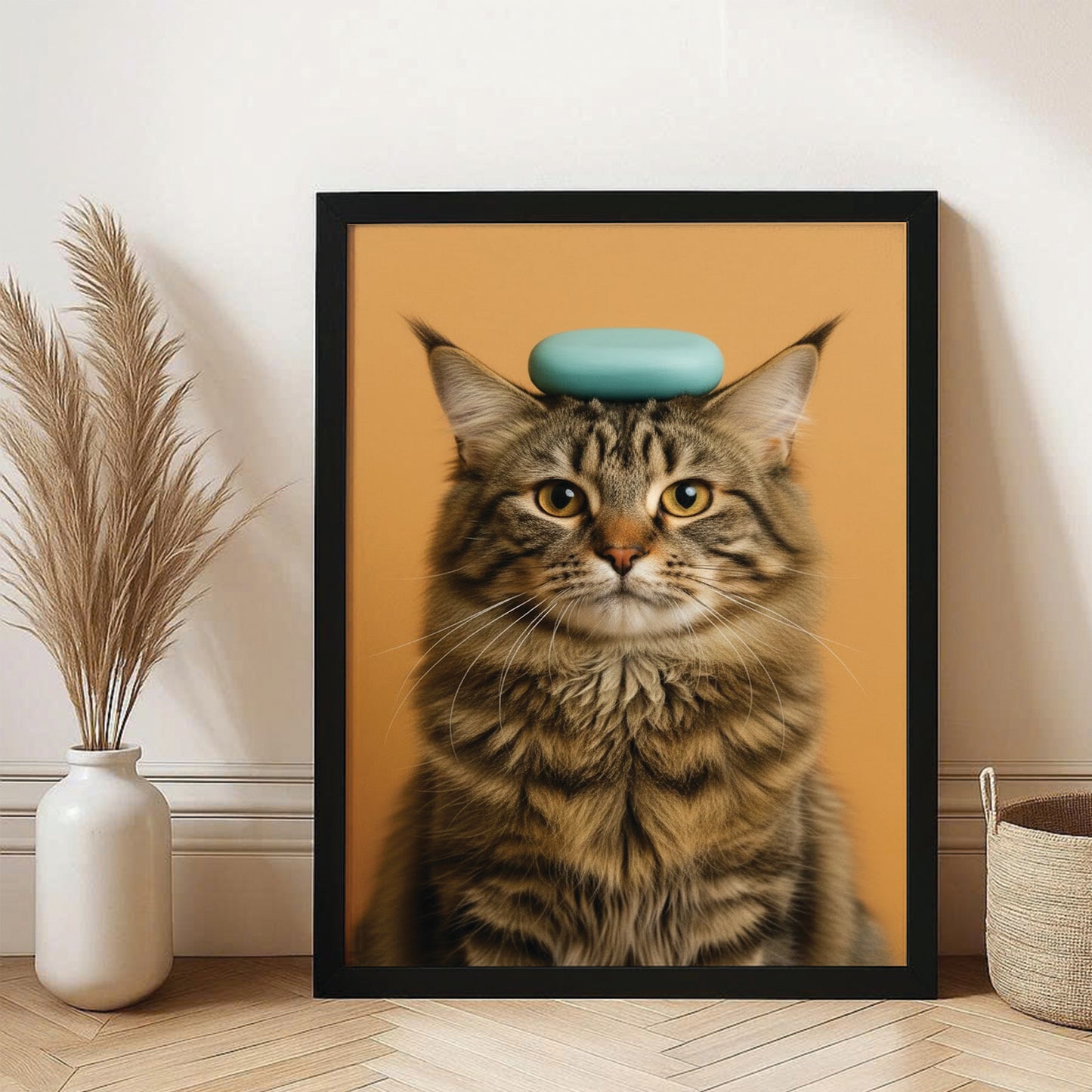 Custom Photo Cat Bathroom Style 24 Canvas Framed Wall Art Gift For Cat Lovers
