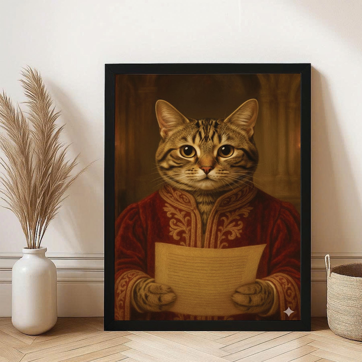 Custom Photo Cat Royal Style 06 Canvas Framed Wall Art Gift For Cat Lovers