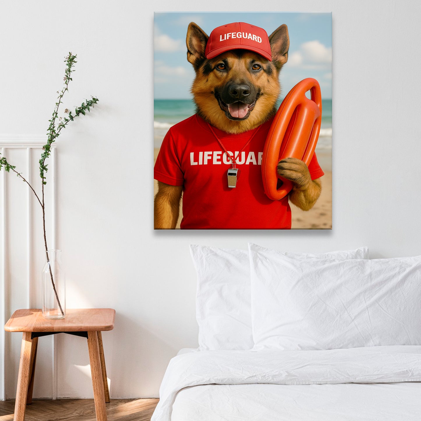 Custom Photo Lifeguard Dog Canvas Gift For Dog Lovers