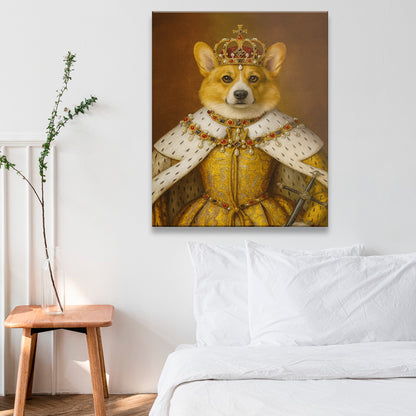 Custom Photo Crowned Queen Dog Canvas Gift For Dog Lovers