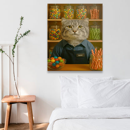 Custom Photo Candy Shop Cat Canvas Gift For Cat Lovers