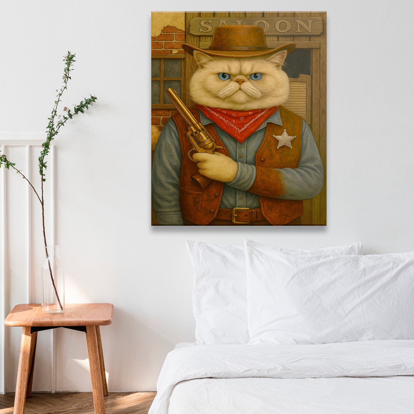 Custom Photo Cat Cowboy Canvas