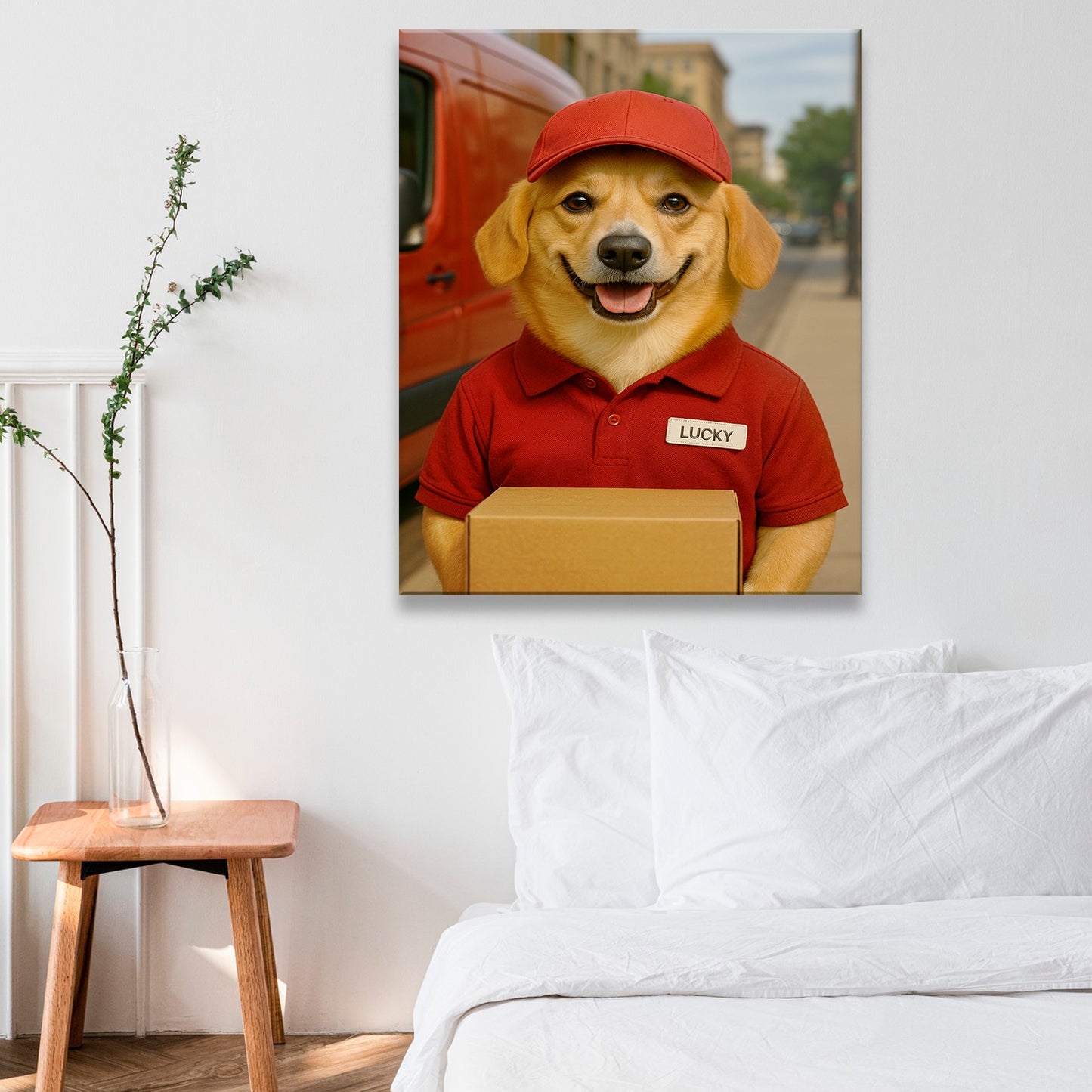 Custom Photo Courier Delivery Canvas Gift For Dog Lovers