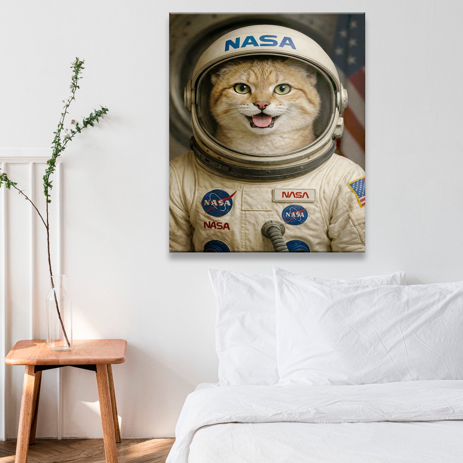 Custom Photo Astronaut Cat Canvas Gift For Cat Lovers