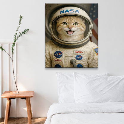 Custom Photo Astronaut Cat Canvas Gift For Cat Lovers