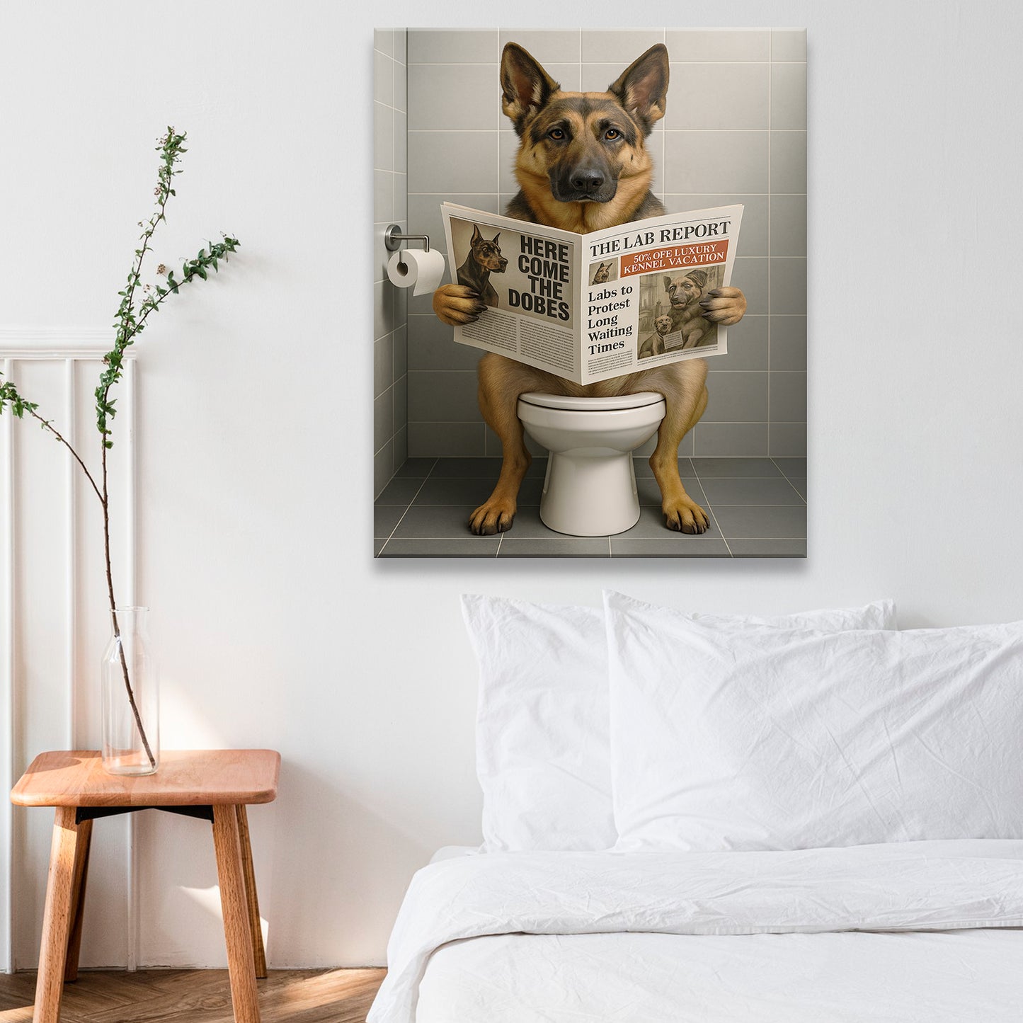 Custom Photo Dog Bathroom Canvas Style 03 Gift For Dog Lovers