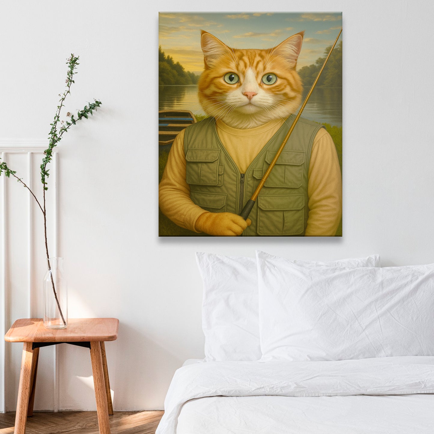 Custom Photo Fisherman Cat Canvas