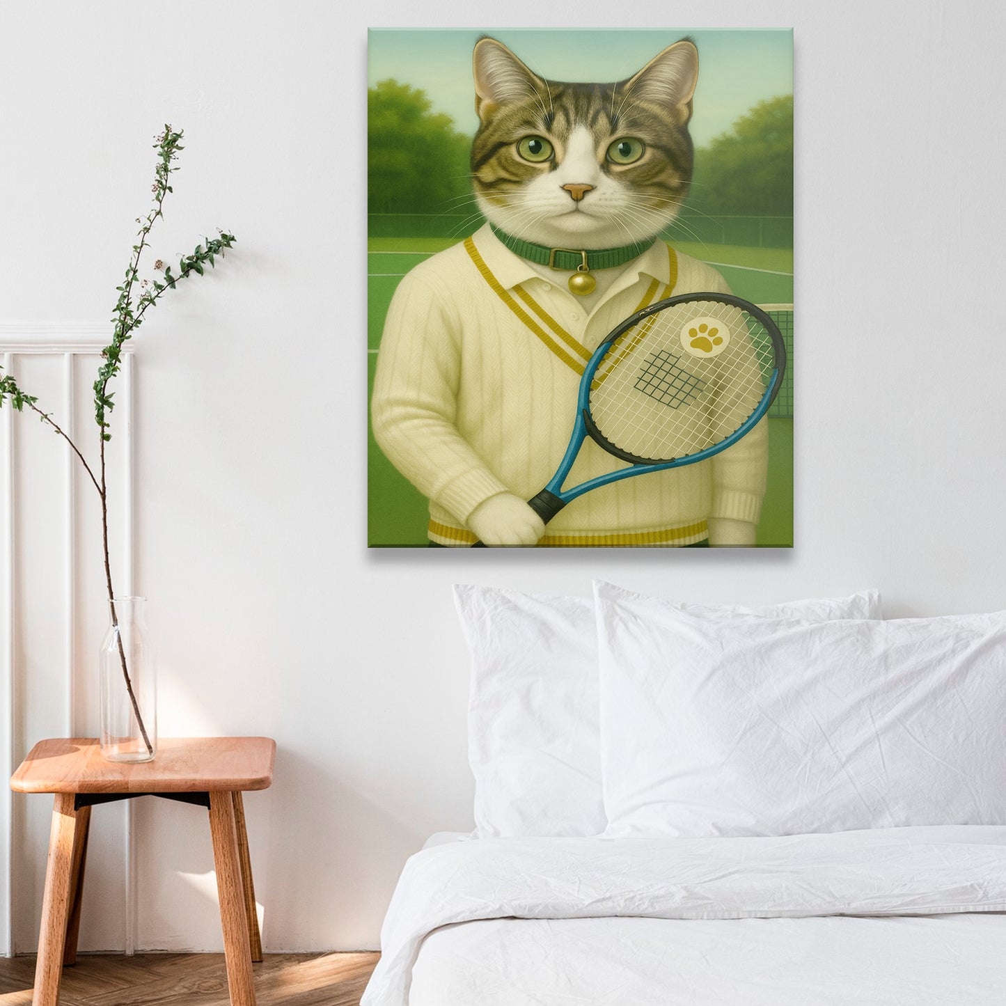 Custom Photo Tennis Player Cat Canvas