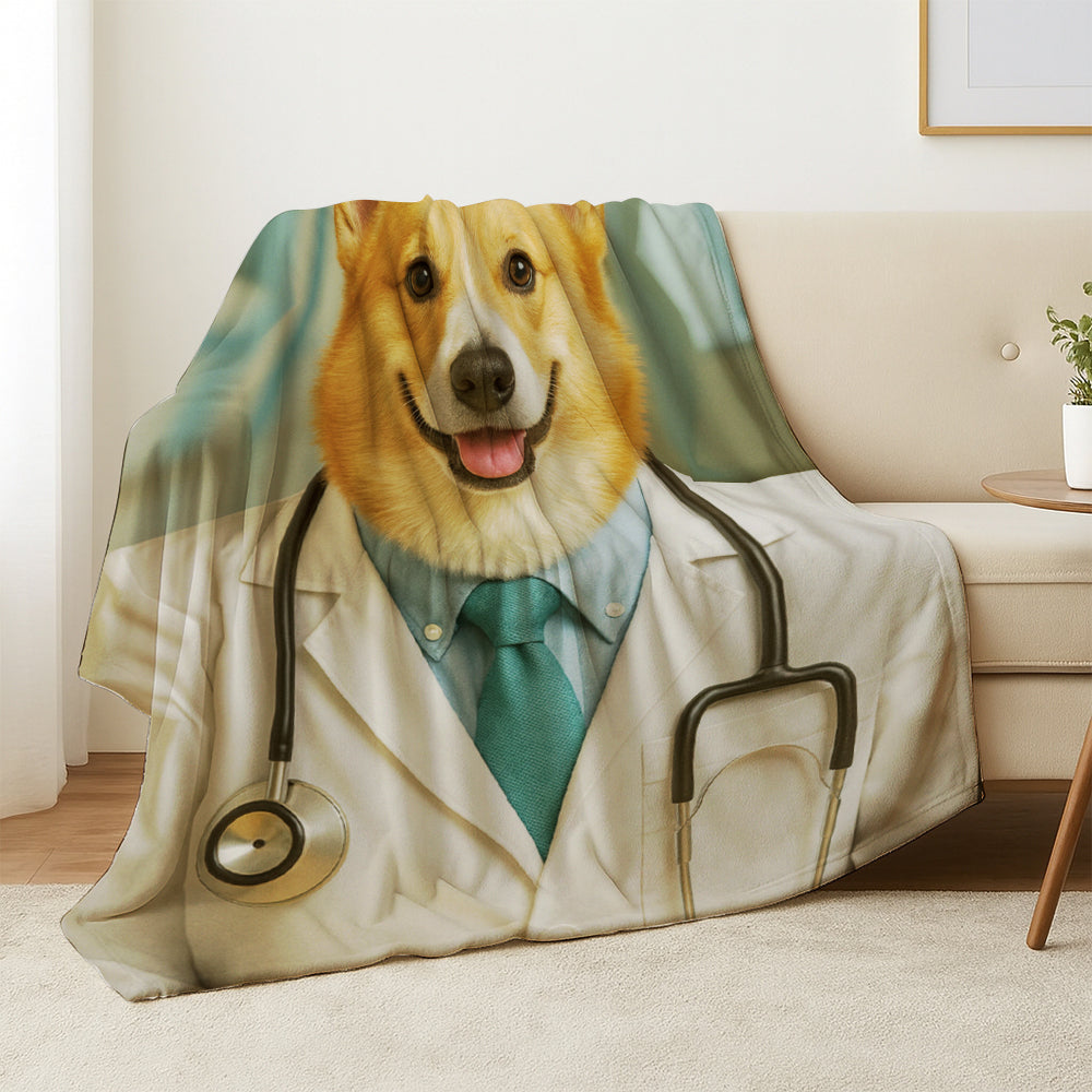 Custom Photo Doctor Dog BlanketGift For Dog Lovers