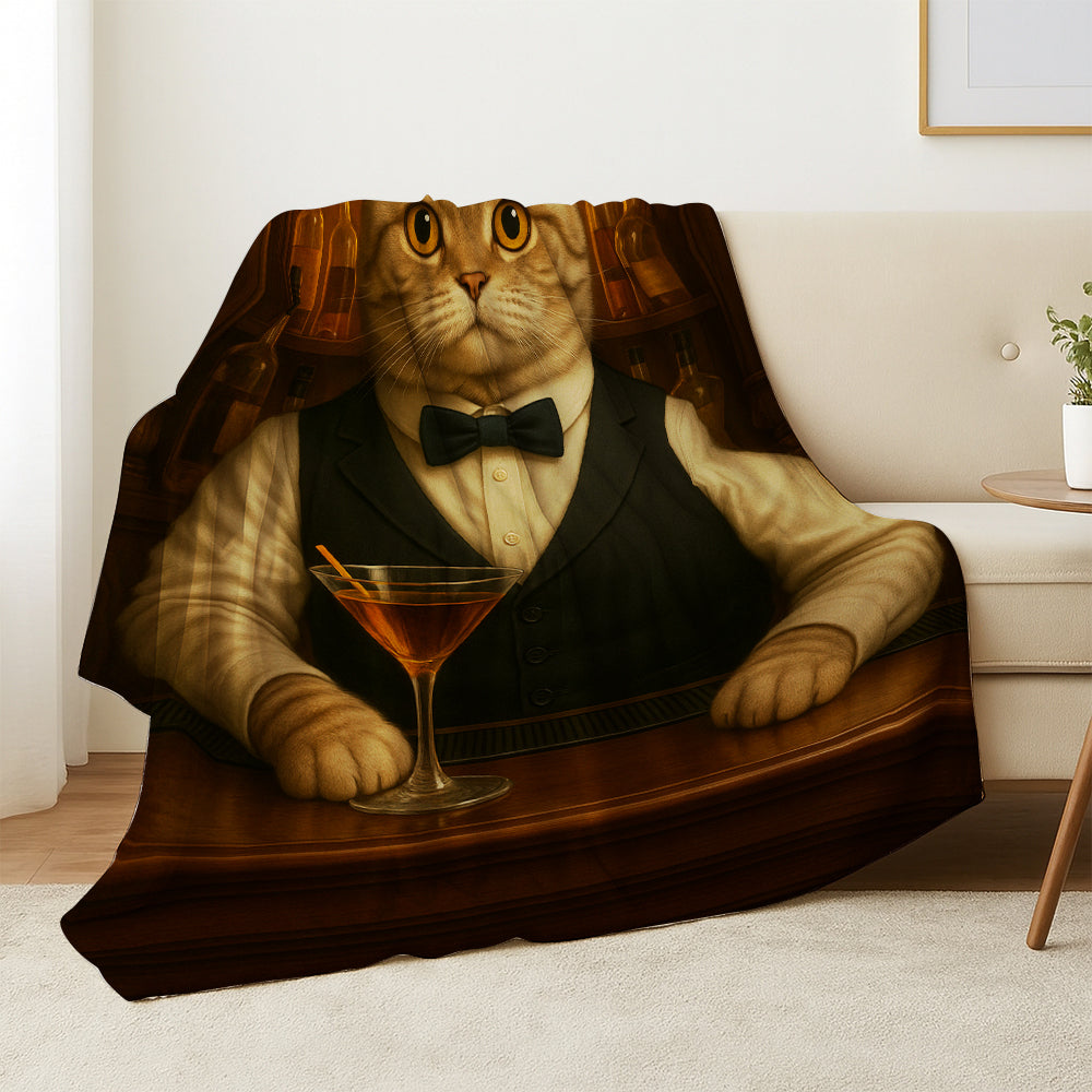 Personalized Cat Portrait Bartender Blanket