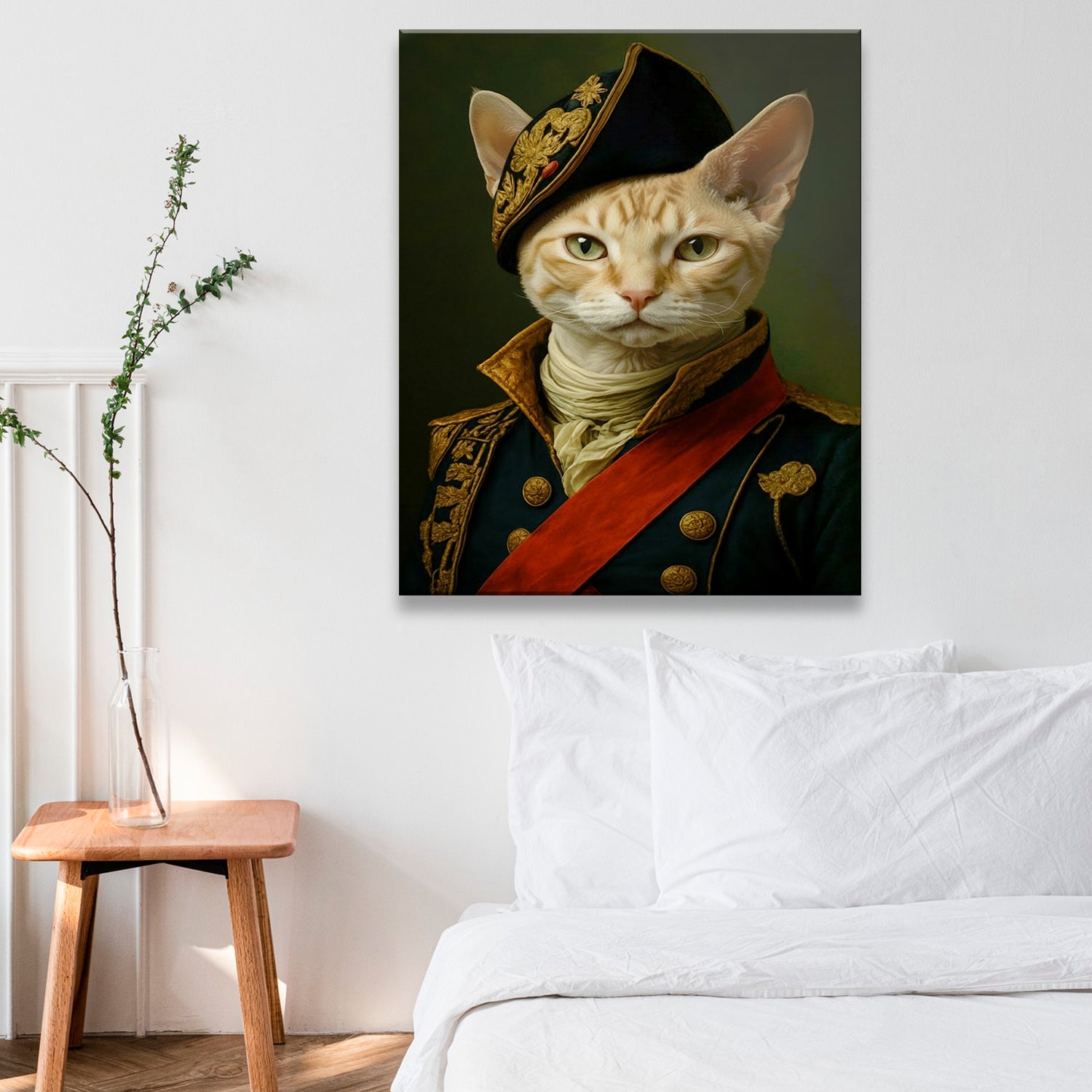 Custom Photo Portrait Royal Cat Canvas Gift For Cat Lovers