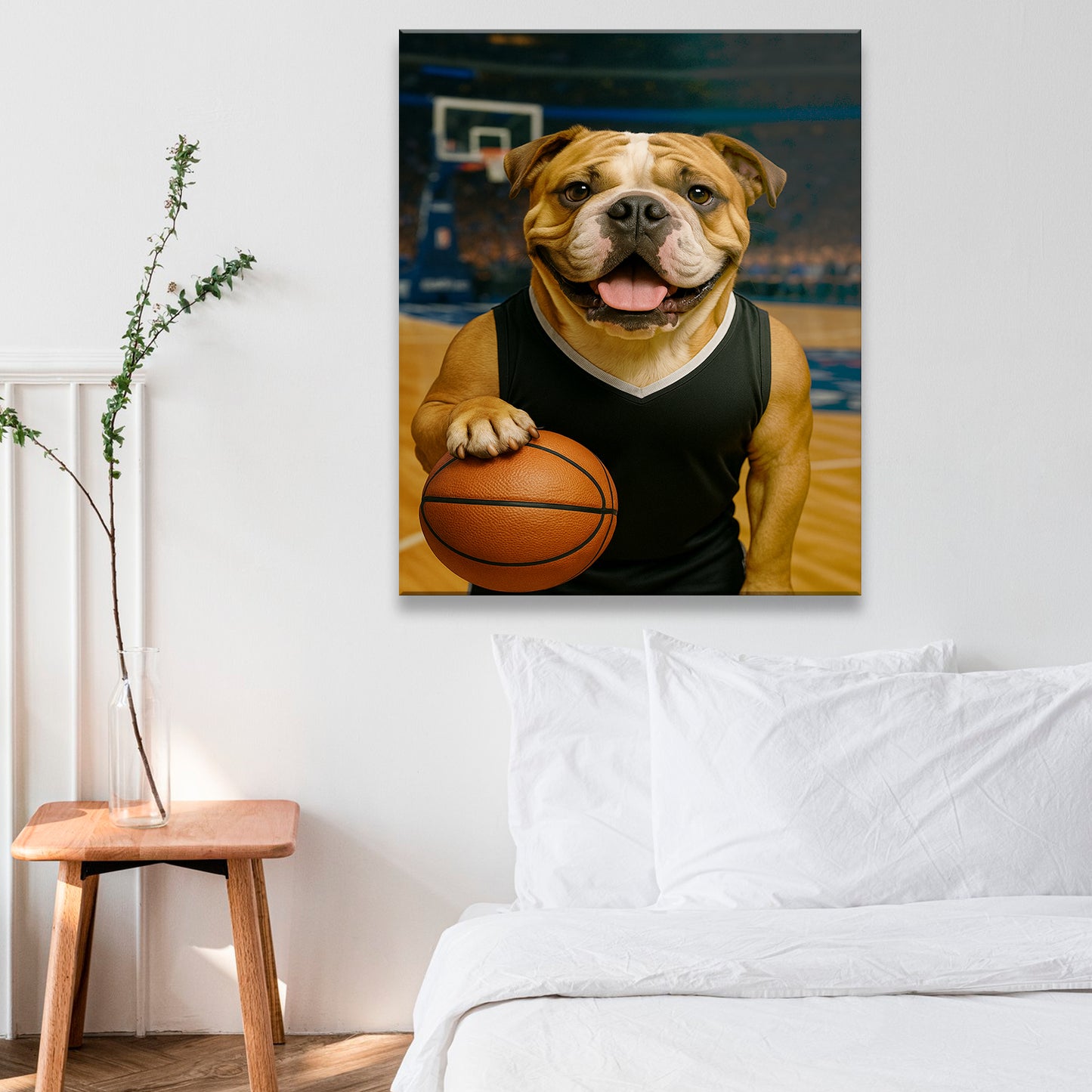 Custom Photo Basketball Player Dog Canvas Gift For Dog Lovers