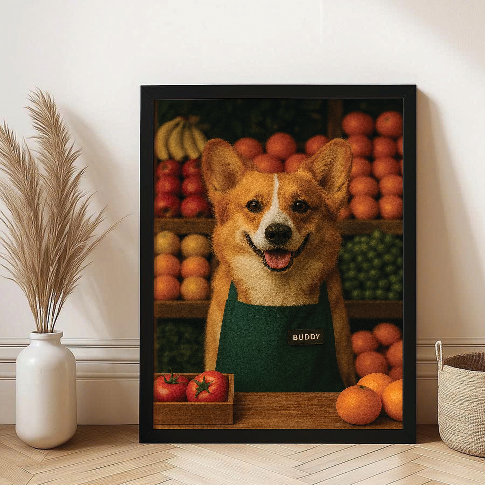 Custom Photo Grocer Store Dog Canvas Framed Wall Art Gift For Dog Lovers