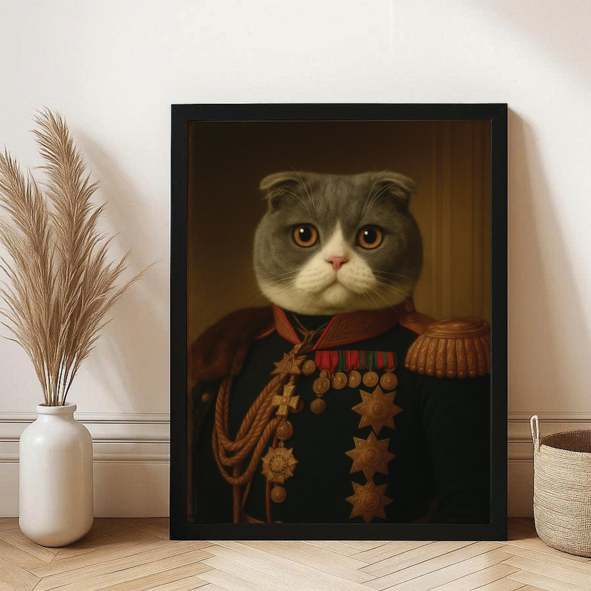 Custom Photo Cat Royal King Canvas Framed Wall Art _ Gift For Cat Lovers