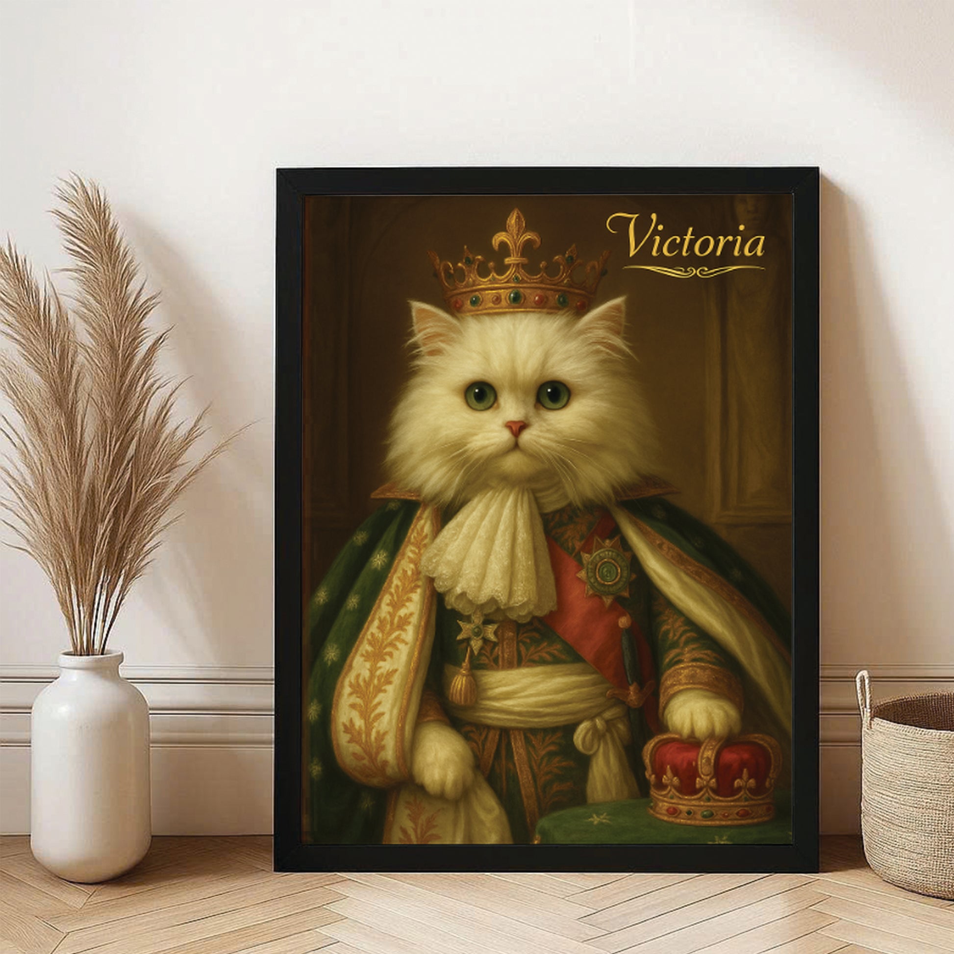 Custom Photo Napoleon Cat Canvas Framed Wall Art Gift For Cat Lovers