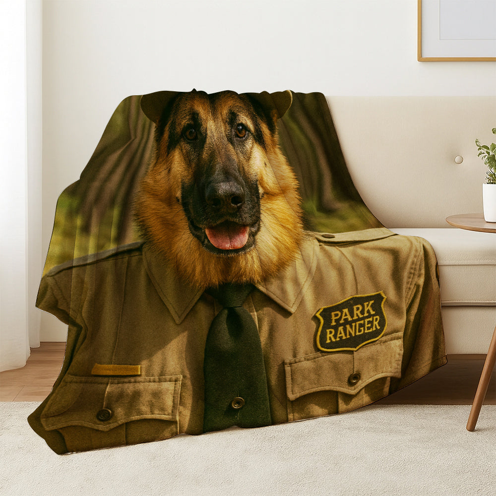Custom Photo Park Ranger Dog Canvas
