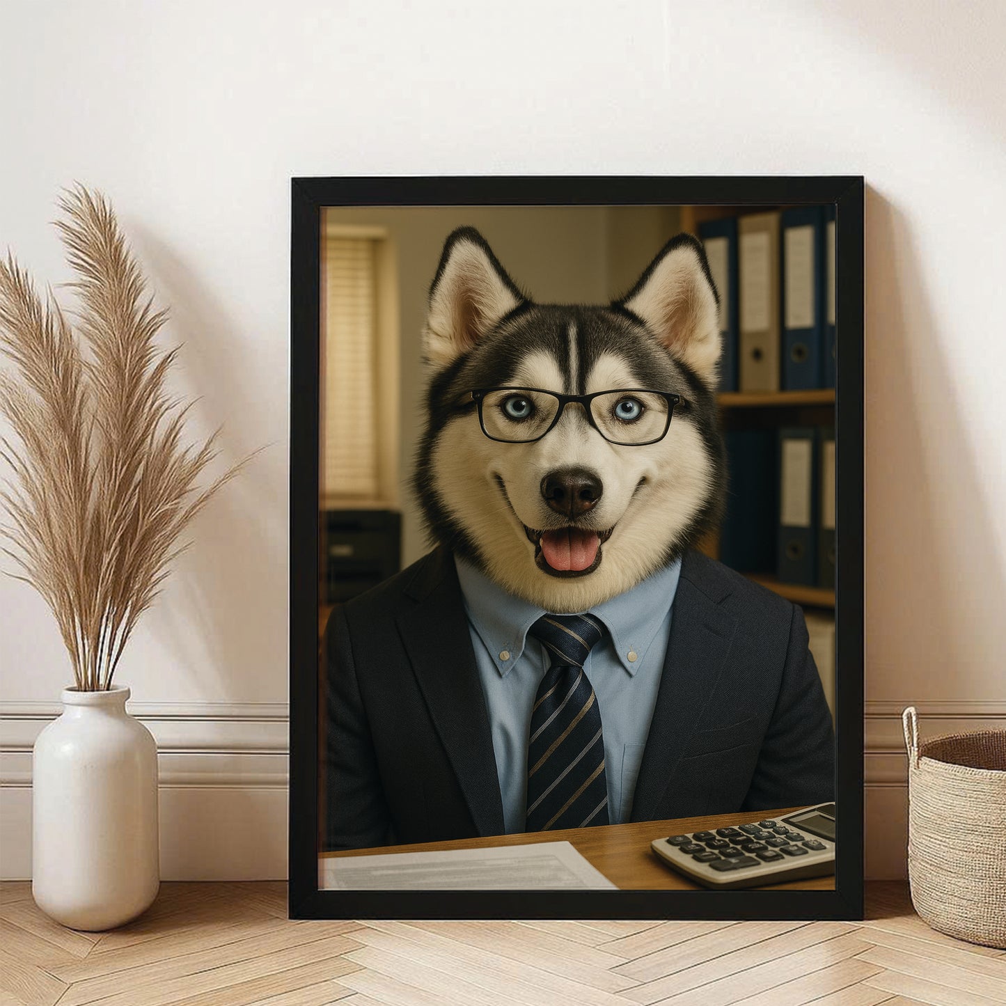 Custom Photo Accountant Dog Canvas Framed Wall Art Gift For Dog Lovers