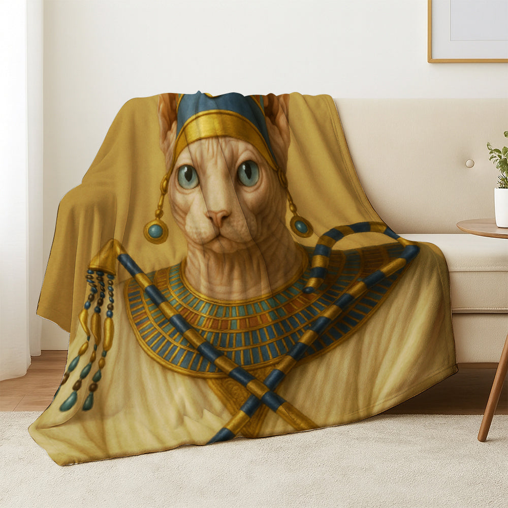 Custom Photo Egyptian Queen Cat Blanket Gift For Cat Lover