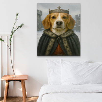 Custom Photo Winter King Royal Dog Canvas Gift For Dog Lovers