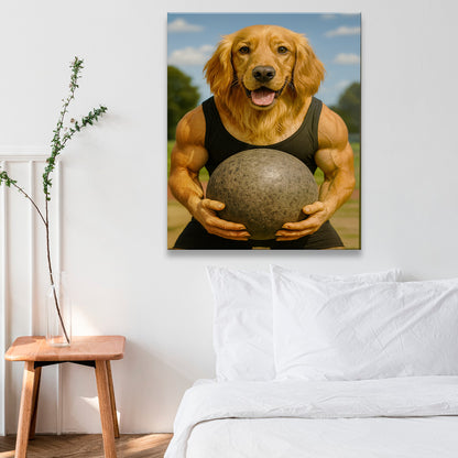 Custom Photo Strongman Dog Canvas Gift For Dog Lovers