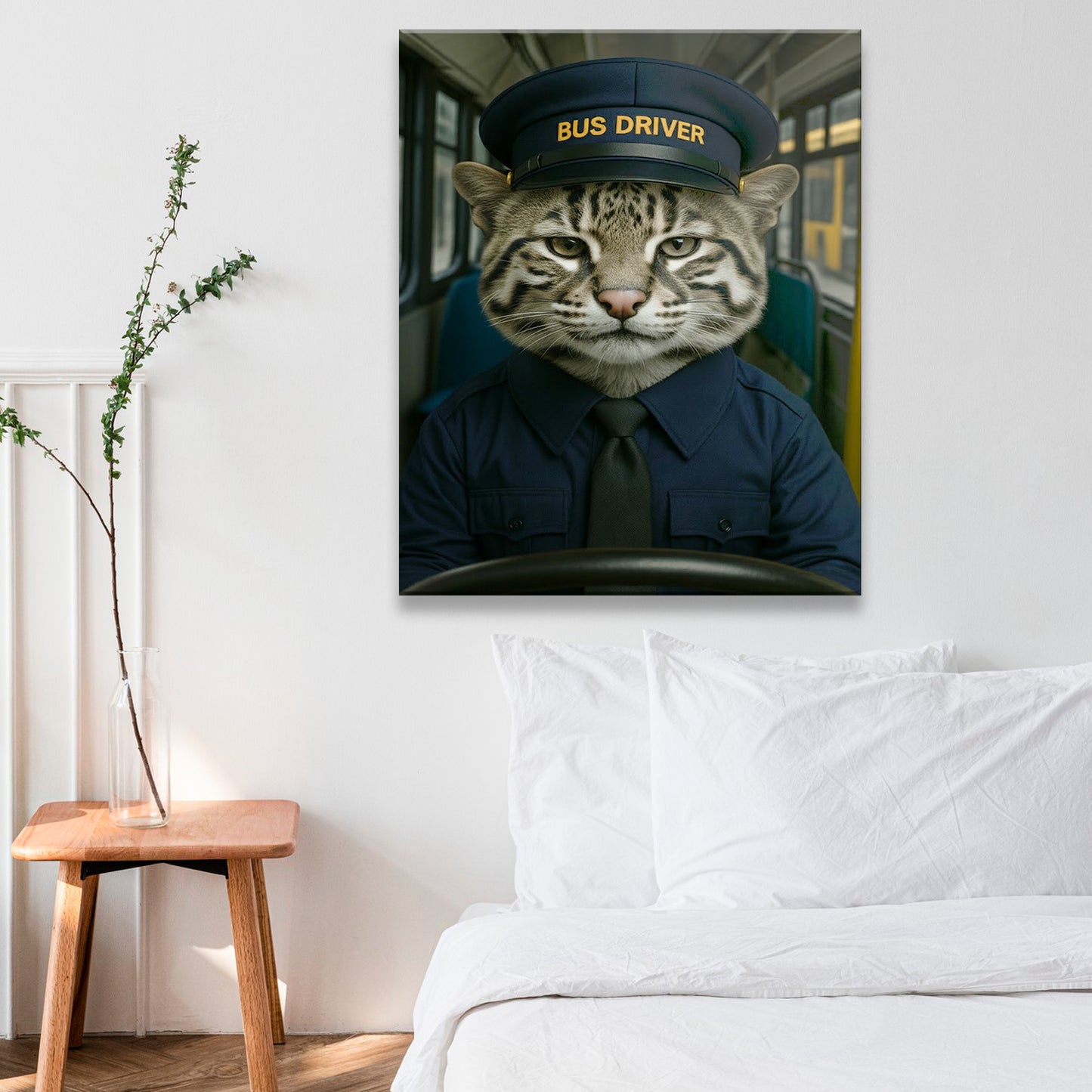 Custom Photo Bus Driver Cat Canvas Gift For Cat Lovers