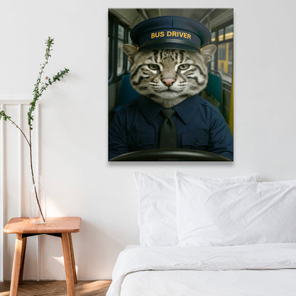 Custom Photo Bus Driver Cat Canvas Gift For Cat Lovers