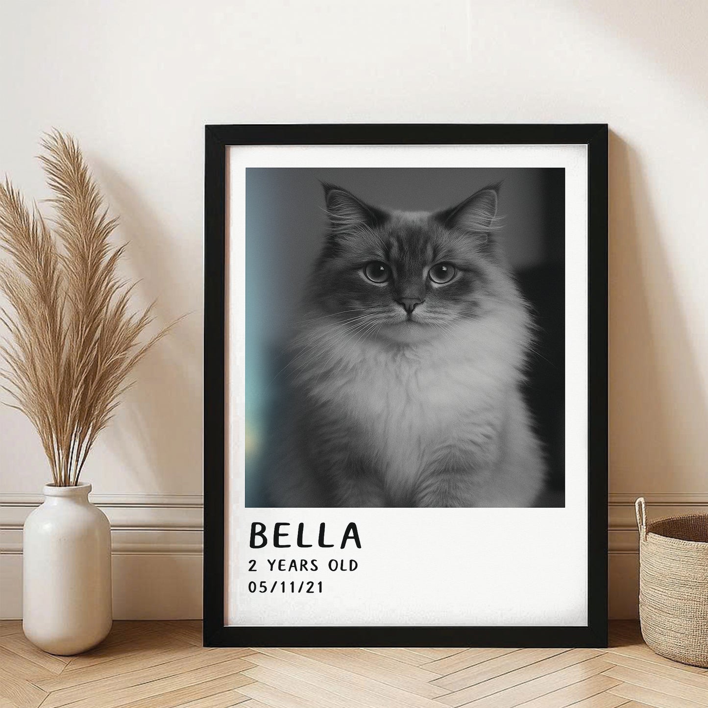 Custom Photo Polaroid Film Canvas Framed Wall Art Gift For Cat Lovers