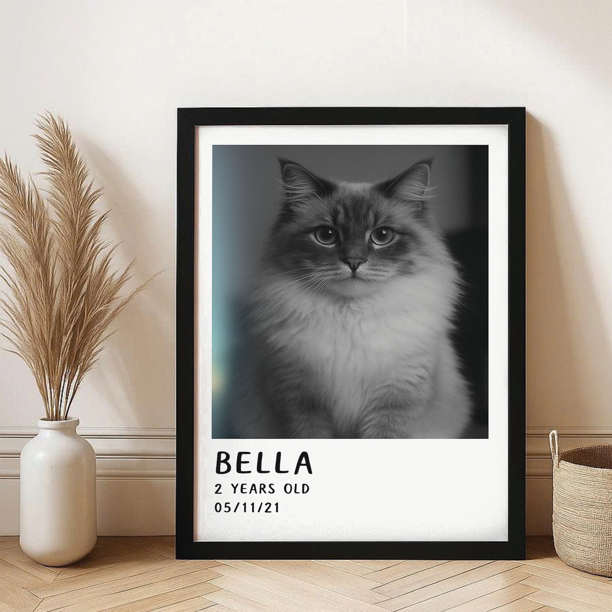Custom Photo Polaroid Film Canvas Framed Wall Art Gift For Cat Lovers