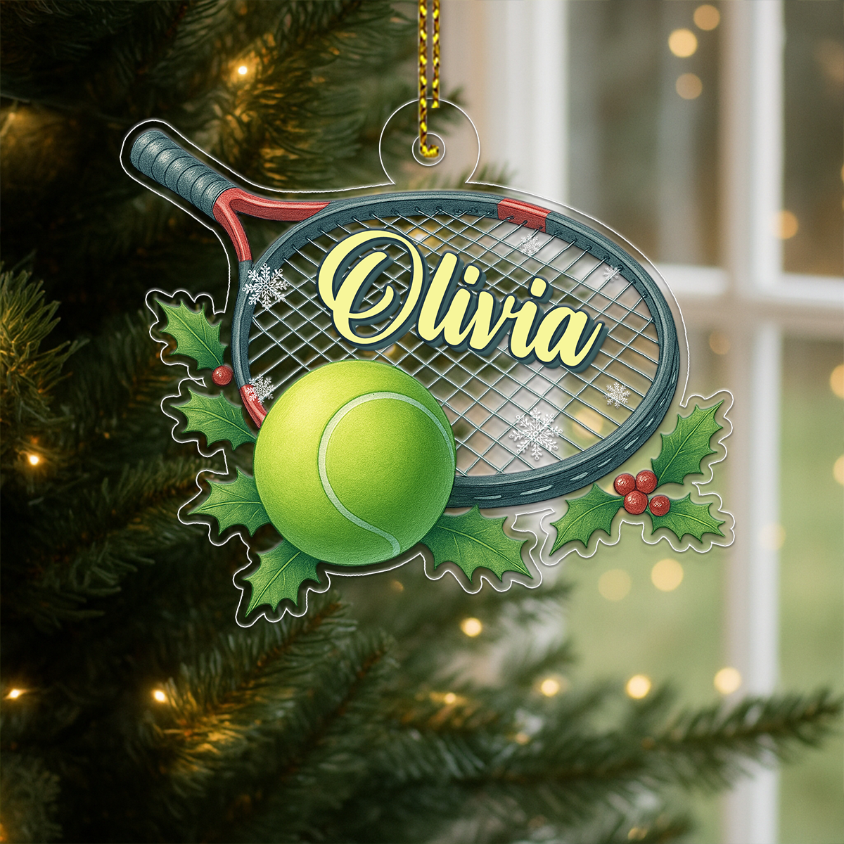 Custom Name Tennis Player Xmas Acrylic Ornament Christmas Gift