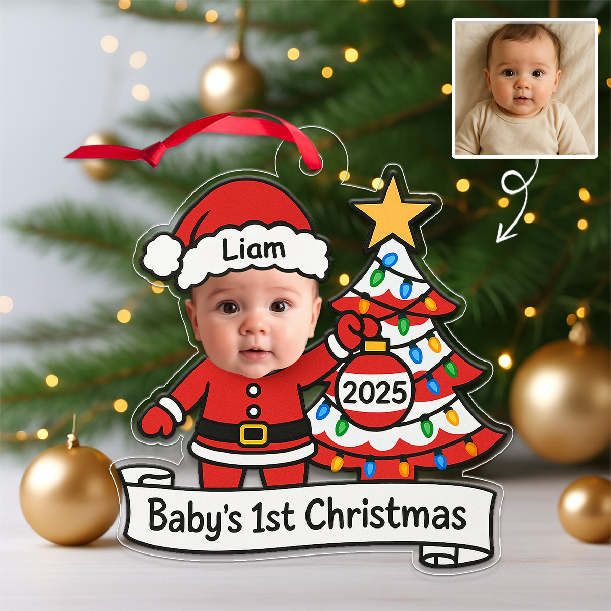 Custom Photo Baby Santa Xmas
