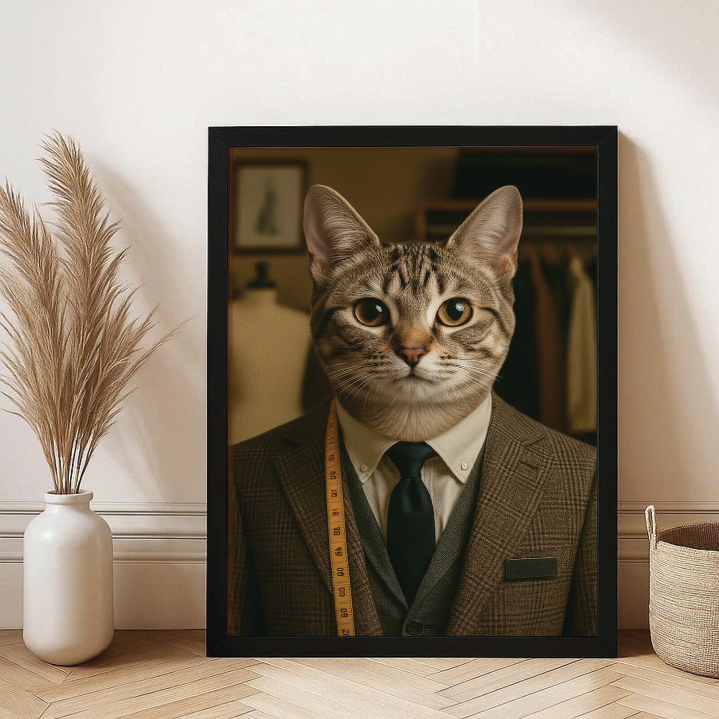 Custom Photo Tailor Cat Canvas Framed Wall Art Gift For Cat Lovers