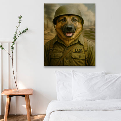 Custom Photo Military Dog Canvas Gift For Dog Lovers