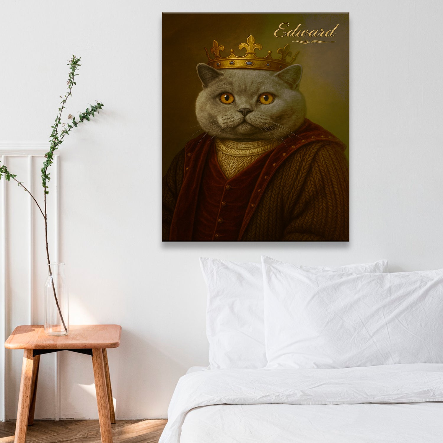 Custom Photo Crown King Cat Canvas Gift For Cat Lovers