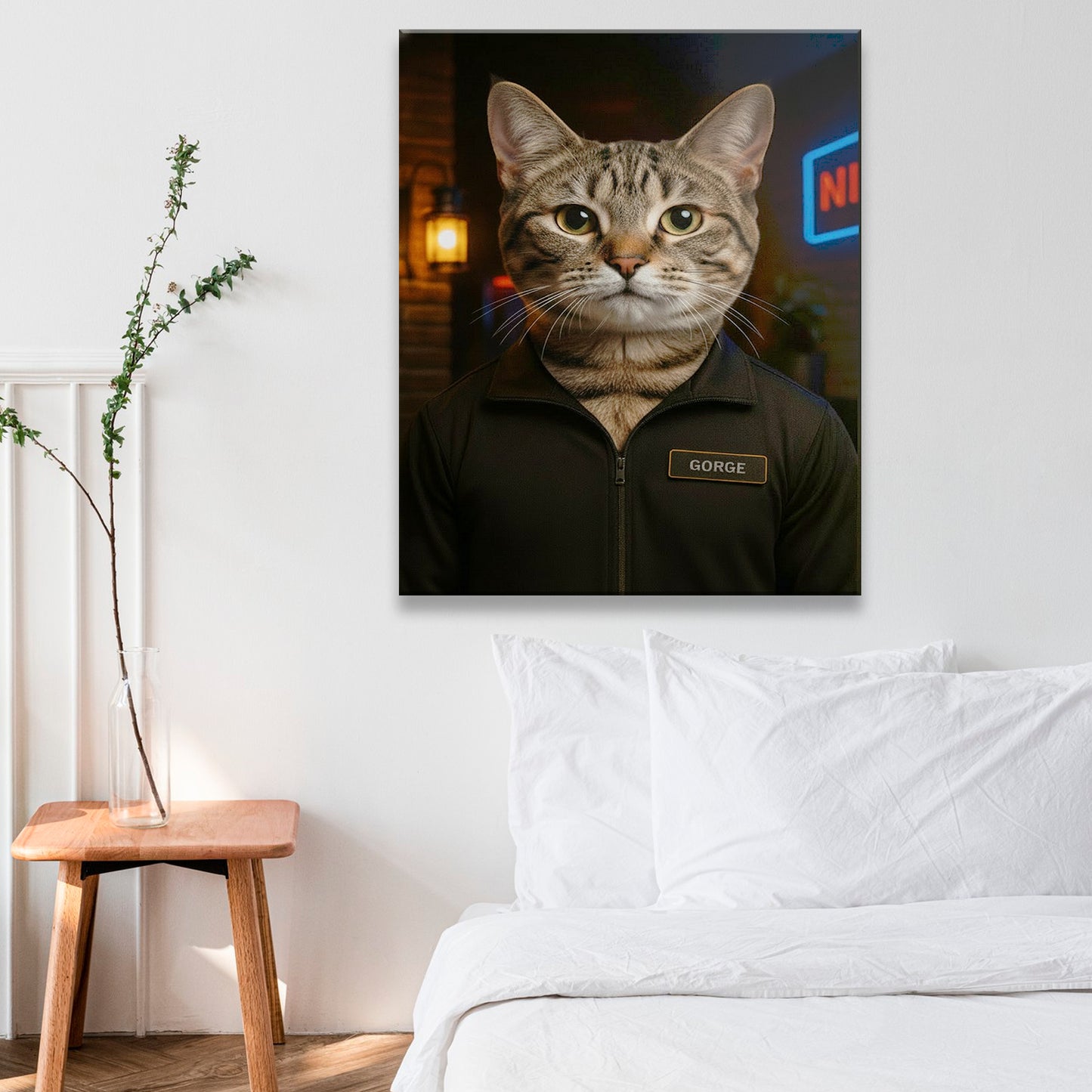 Custom Photo Bouncer Night Club Security Cat Canvas Gift For Cat Lovers