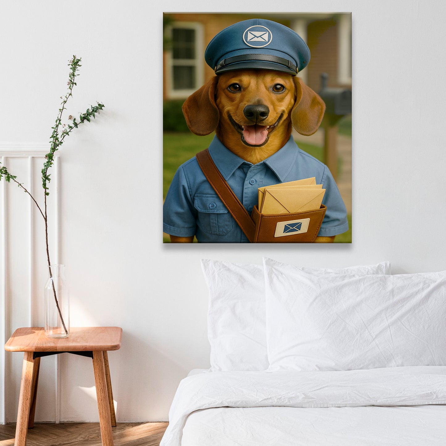 Custom Photo Mail Carrier Dog Canvas Gift For Dog Lovers