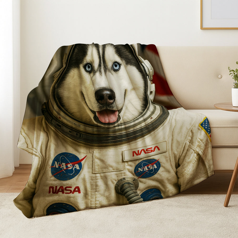 Custom Photo Astronaut Dog BlanketGift For Dog Lovers