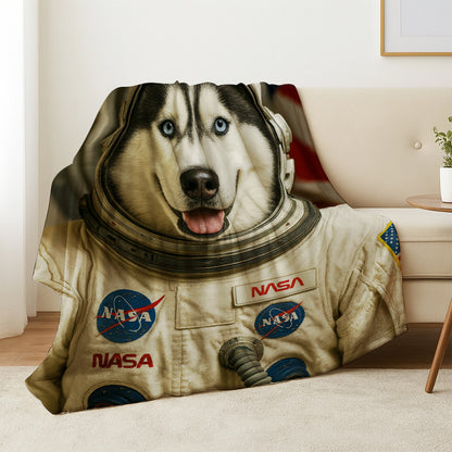 Custom Photo Astronaut Dog BlanketGift For Dog Lovers