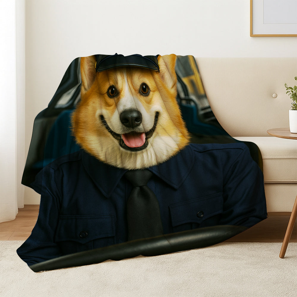 Custom Photo Bus Driver Dog BlanketGift For Dog Lovers