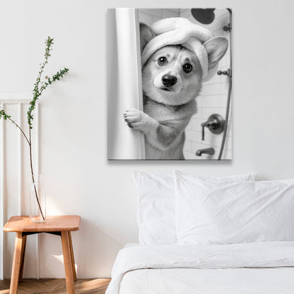 Custom Photo Dog Bathroom Canvas Gift For Dog Lovers