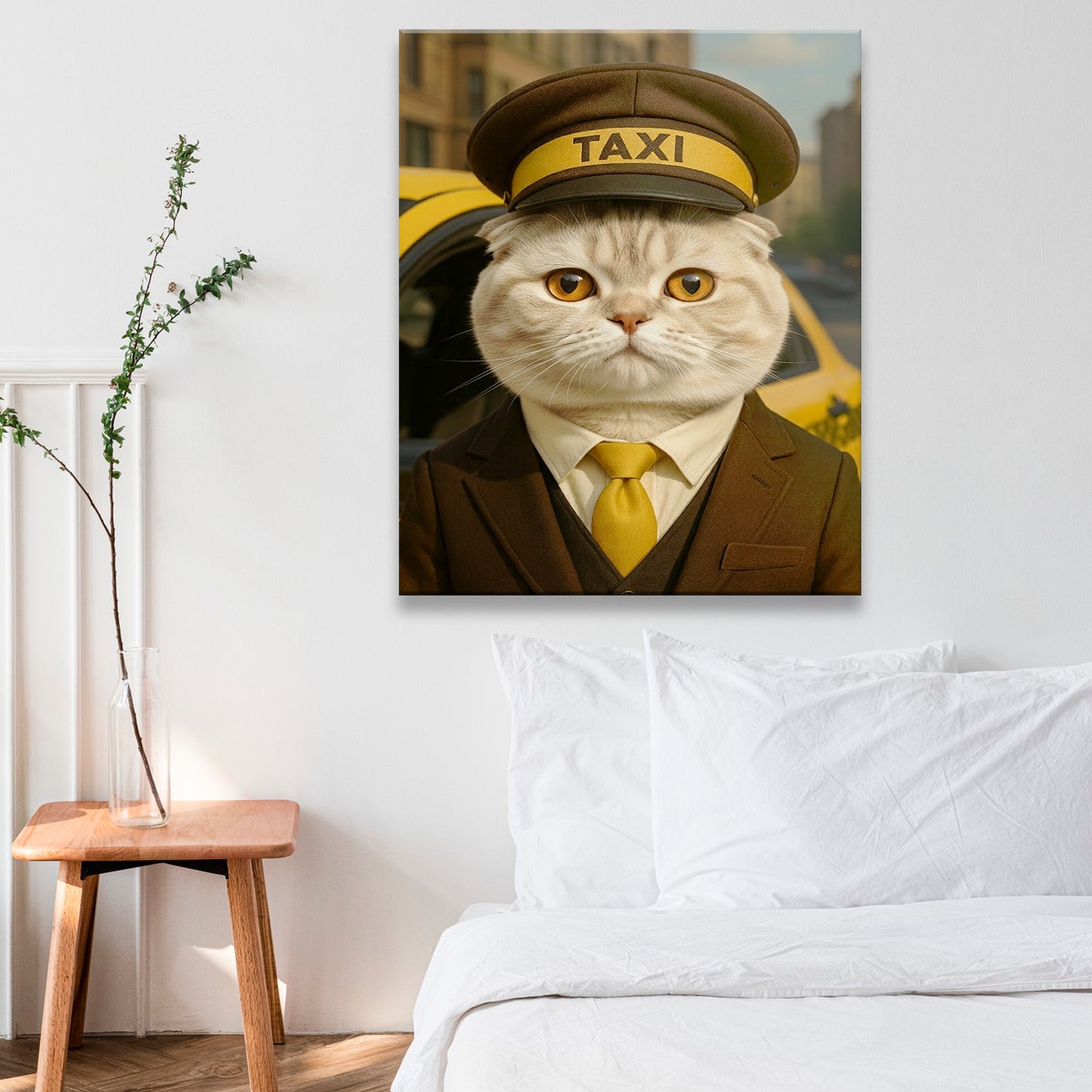 Custom Photo Taxi Driver Cat Canvas Gift For Cat Lovers