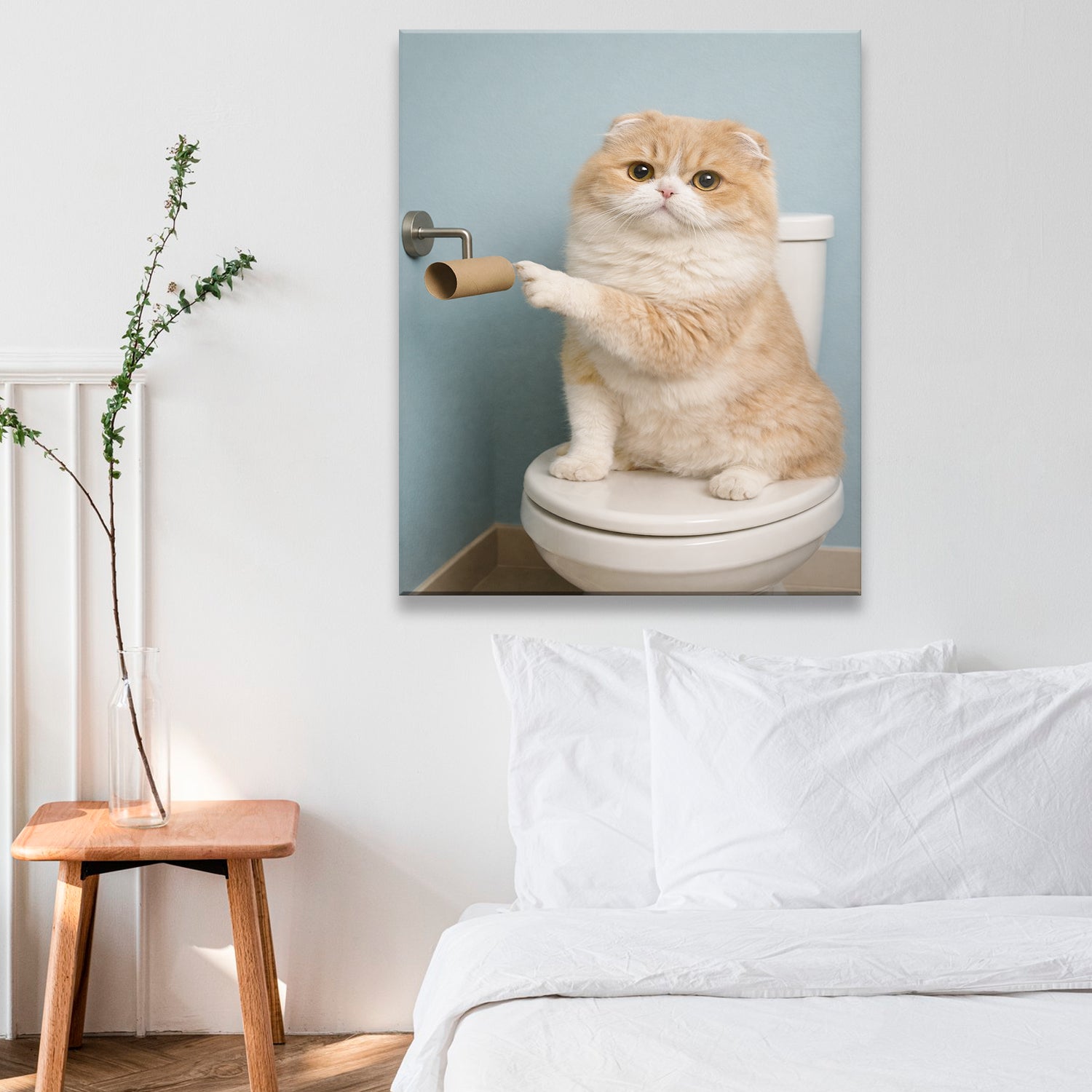 Custom Photo Cat Bathroom Style 33 Canvas Gift For Cat Lovers